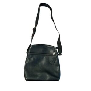 Coach Black Leather Man's or Woman‎ Crossbody Flight Bag Satchel F68014